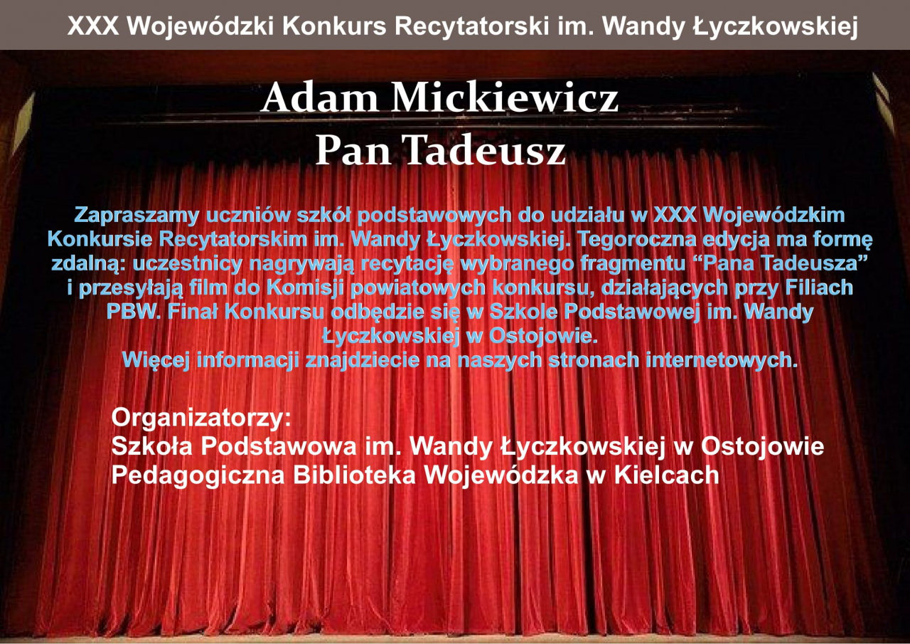 Plakat- Konkurs Recytatorski im. Wandy Łyczkowskiej