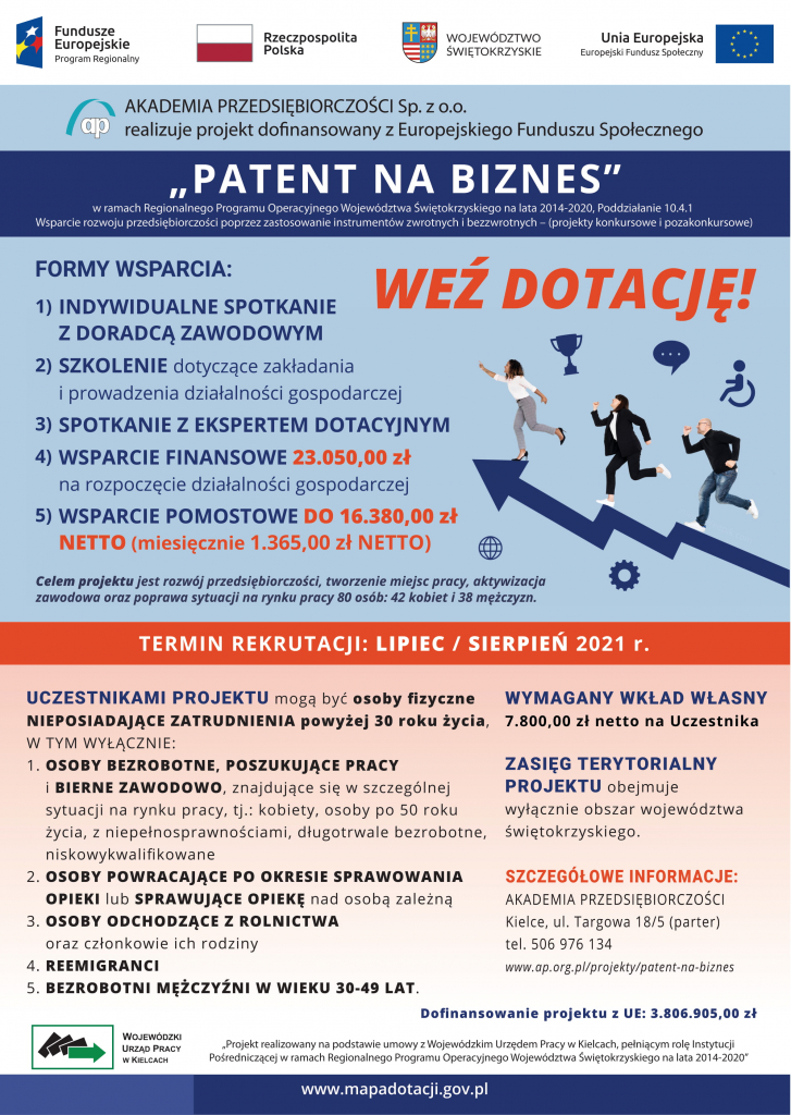 Plakat projektu "Patent na Biznes"