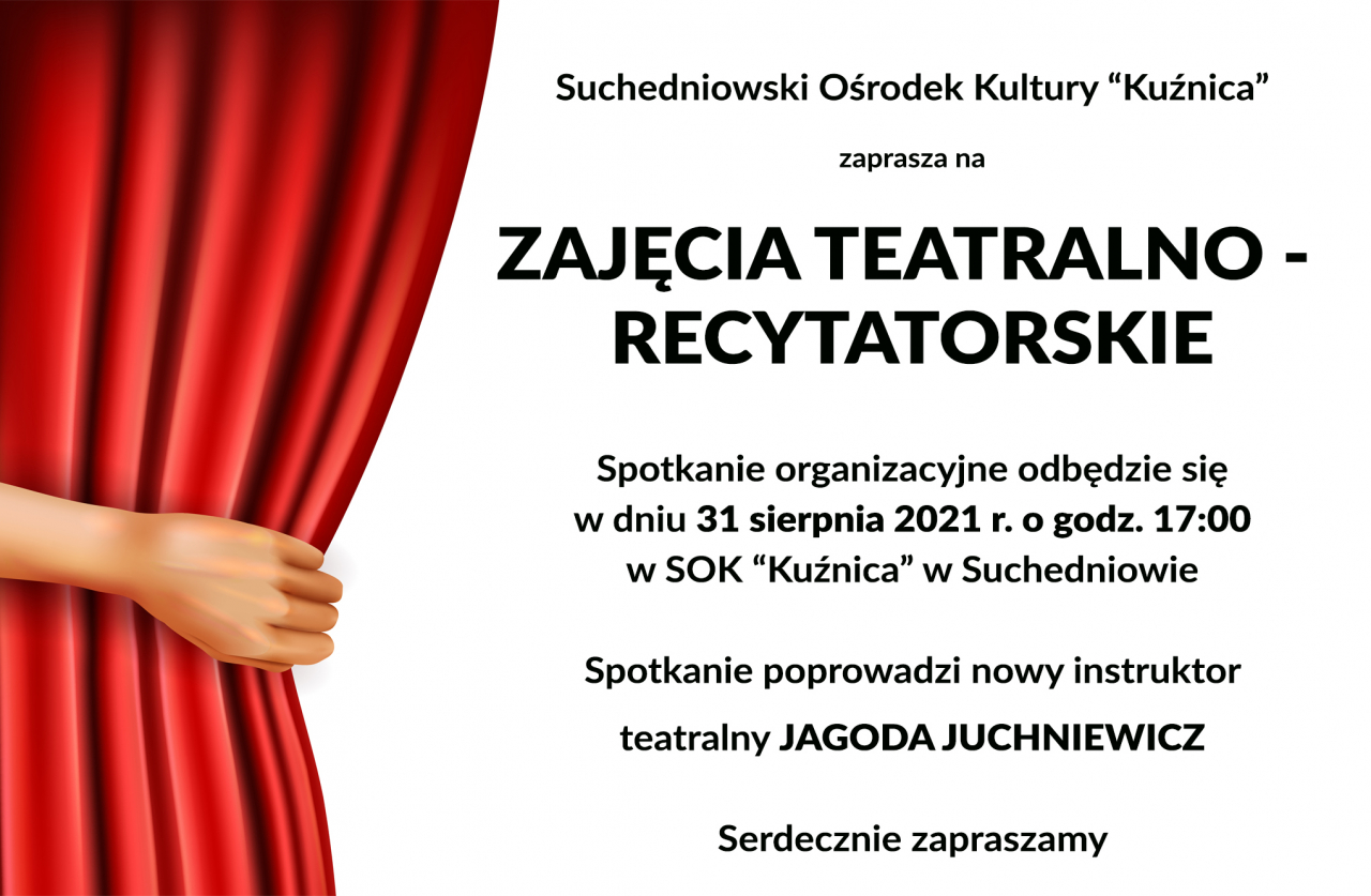 Plakat - zaproszenie na zajęcia teatralne